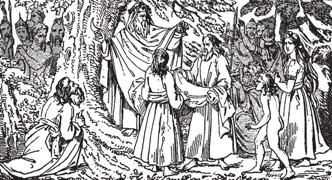 Druids, vintage illustration.
