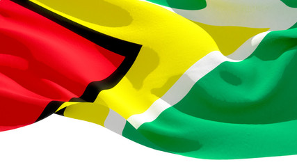 Republic of Guyana waving national flag. 3D illustration