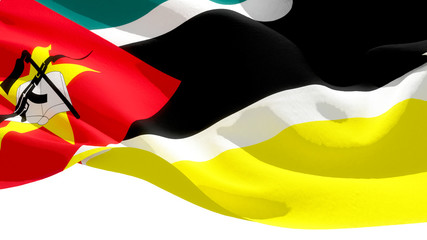 Republic of Mozambique waving national flag. 3D illustration