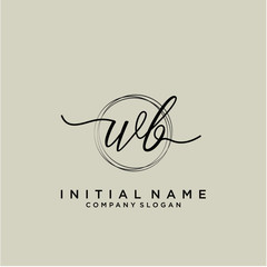 WB Initial handwriting logo with circle template