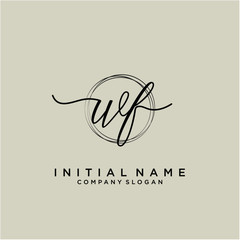 WF Initial handwriting logo with circle template