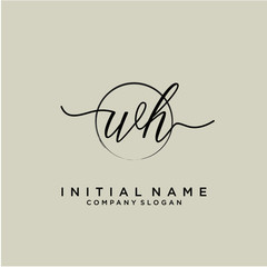 WH Initial handwriting logo with circle template