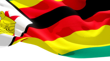 Republic of Zimbabwe waving national flag. 3D illustration