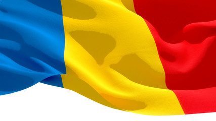 Romania waving national flag. 3D illustration