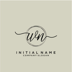 WN Initial handwriting logo with circle template