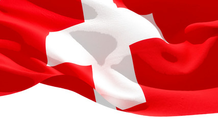Swiss Confederation waving national flag. 3D illustration