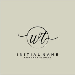 WT Initial handwriting logo with circle template