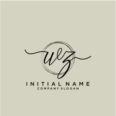 WZ Initial handwriting logo with circle template