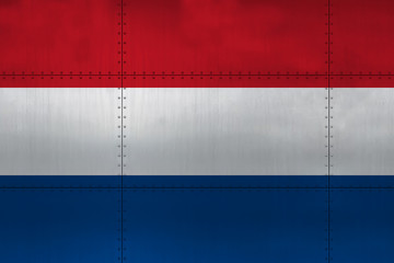 Flag of Netherland on metal