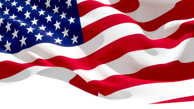 United States of America waving national flag. 3D illustration