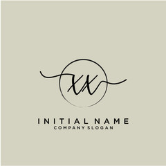 XX Initial handwriting logo with circle template
