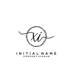 XI Initial handwriting logo with circle template