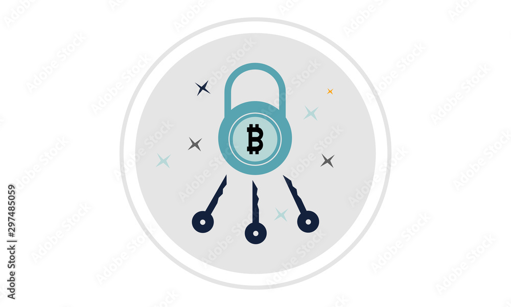 Poster multi-signature icon for blockchain and cryptocurrency security