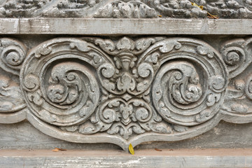Bas Relief mural of Khmer culture in Angkor Wat temple wall , Cambodia, close up