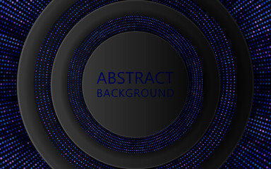 3d abstract background. Black circles with sparkles. Vector illustration, eps 10
