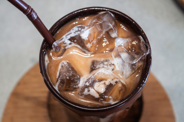 Iced coffee in coffee shop