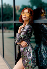 Outdoor fashion dress advertising