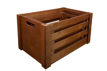 Wooden box on a white background. Storage box