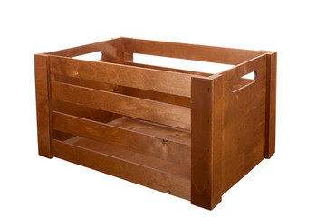 Wooden box on a white background. Storage box