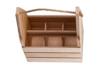 Wooden bottle box on a white background