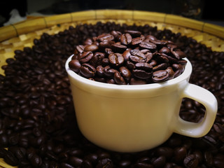 Coffee Beans in white cup 