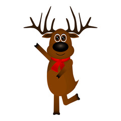 Funny reindeer in a scarf for christmas smiling