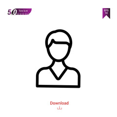 Outline Black user icon. user icon vector isolated on white background. miscellaneous-elements. Graphic design, mobile application, logo, user interface. EPS 10 format vector