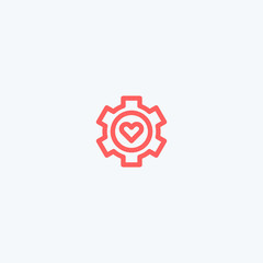 Abstract cogwheel heart logo design. gear love icon illustration vector