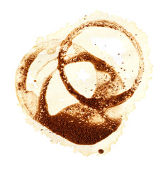 Stains from a glass with coffee on a white background