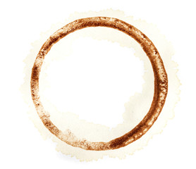 Stains from a glass with coffee on a white background