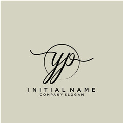 YP Initial handwriting logo with circle template
