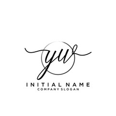 YW Initial handwriting logo with circle template