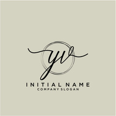 YV Initial handwriting logo with circle template