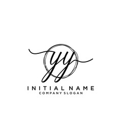 YY Initial handwriting logo with circle template