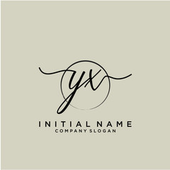 YX Initial handwriting logo with circle template