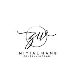 ZW Initial handwriting logo with circle template