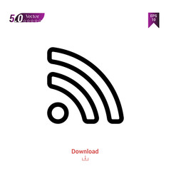 Outline Black rss icon. rss icon vector isolated on white background. miscellaneous-elements. Graphic design, mobile application, logo, user interface. EPS 10 format vector