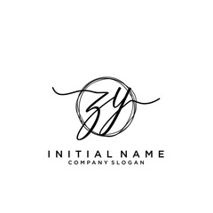 ZY Initial handwriting logo with circle template