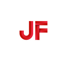 Initial two letter red 3D logo vector JF