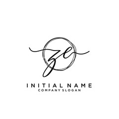 ZE Initial handwriting logo with circle template