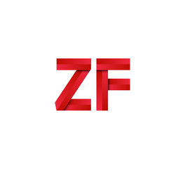 Initial two letter red 3D logo vector ZF