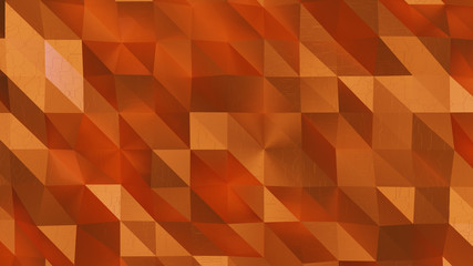 Geometric orange color, Low poly crystal abstract textured background.