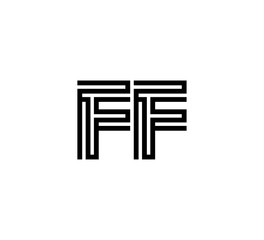 Initial two letter black line shape logo vector FF