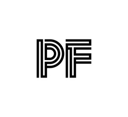 Initial two letter black line shape logo vector PF