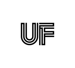 Initial two letter black line shape logo vector UF