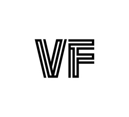 Initial two letter black line shape logo vector VF