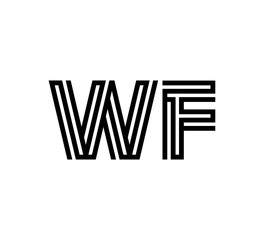 Initial two letter black line shape logo vector WF