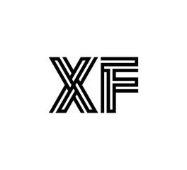 Initial two letter black line shape logo vector XF