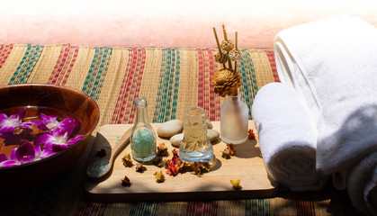 Materials for spa therapy with copy space