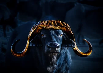 Foto op Plexiglas Golden winter buffalo bull © Gareth Jones - ZA